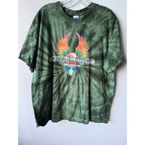 Journey Freedom Tour 2022 Green Tie Dye Graphic T-Shirt Mens XL Colortone Rock
